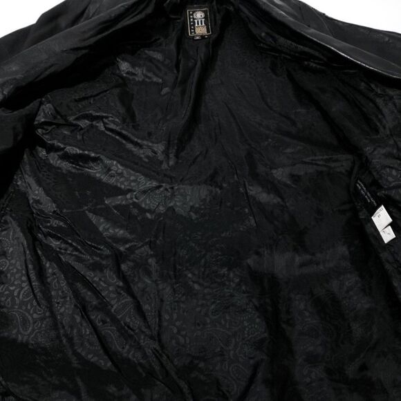 VINTAGE Black 100% Leather Western Cowboy Button Down Rancher Coat Jacket Small - Picture 8 of 9